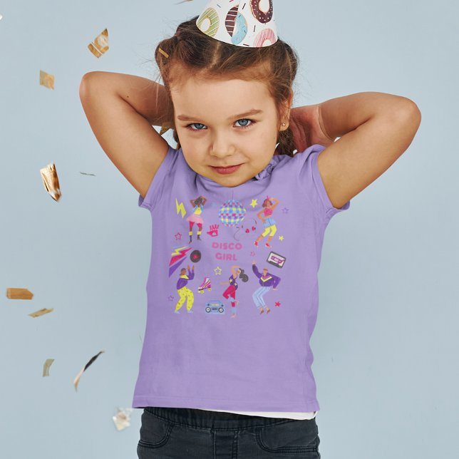 Camiseta Groovy Disco Fiesta Retro 80 Discoball Púrpura (Disco Girl Purple Birthday t-shirt)