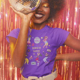 Camiseta Groovy Disco Fiesta Retro 80 Mamá Morada