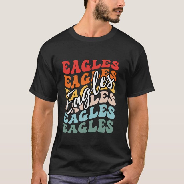 Camiseta Groovy Eagles Mascot School Deportes Equipo Espíri (Anverso)