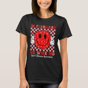 Camiseta Groovy En Febrero Usamos Rojo Para Enfermedades Ca