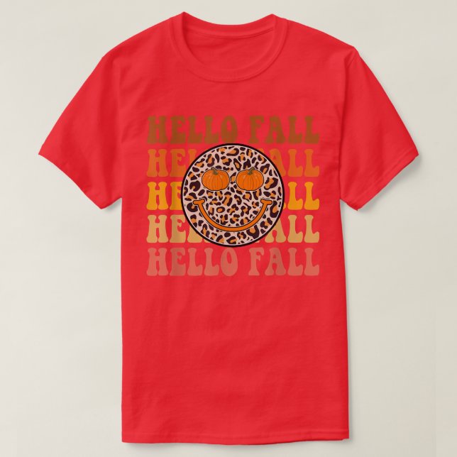 Camiseta Groovy es el leopardo otoñal Halloween (Diseño del anverso)