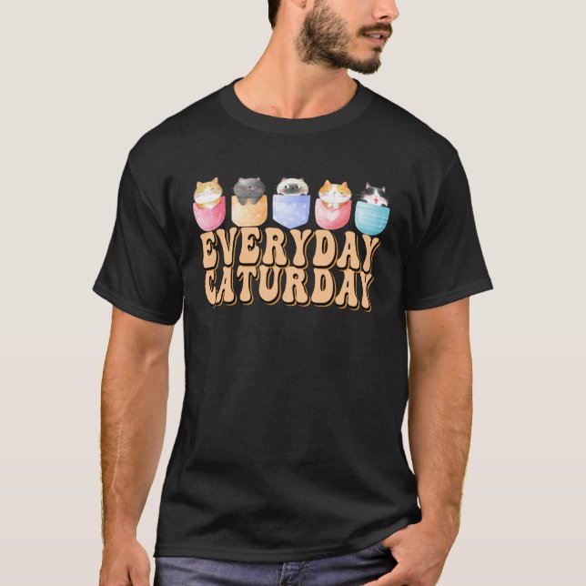 Camiseta Groovy Everyday Is Caturday  Crazy Cat Lady (Anverso)