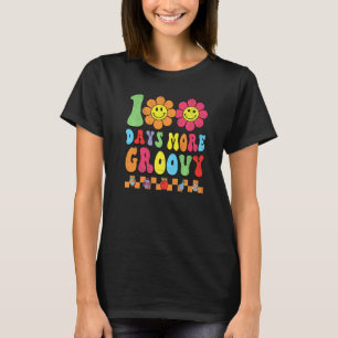 Camiseta Groovy Feliz 100 Días De Colegio Hippie Floral Té