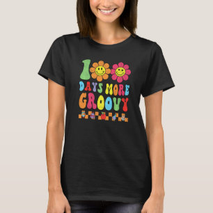 Camiseta Groovy Feliz 100 Días De Colegio Hippie Floral Té