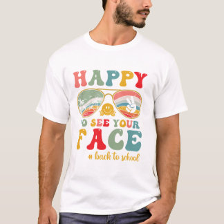 Camiseta Groovy feliz de ver a tu cara el primer día de Sch