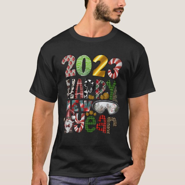 Camiseta Groovy Feliz Navidad, 2023 Feliz Año Nuevo (Anverso)