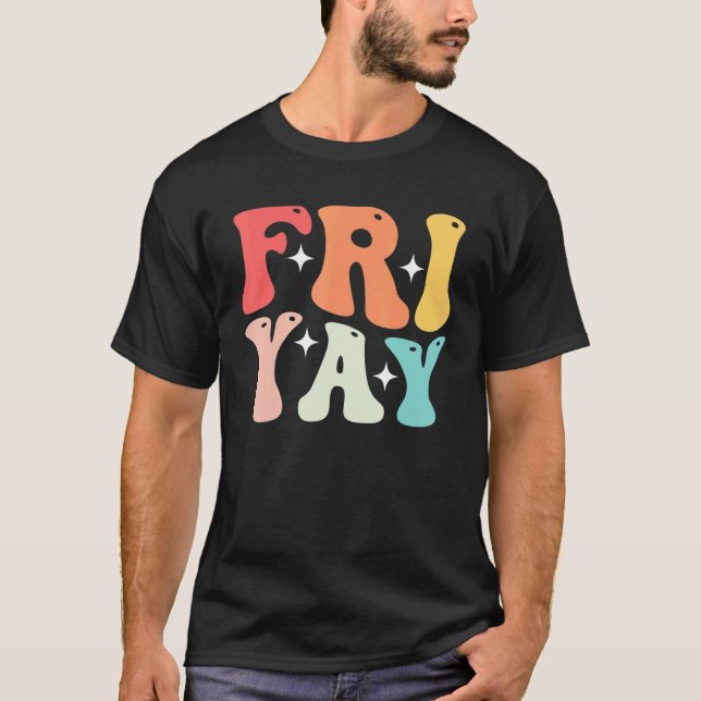 Camiseta Groovy feliz viernes profesor divertido es el friy (Anverso)