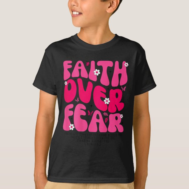 Camiseta Groovy Floral Faith Over Fear Religious God Christ (Anverso)