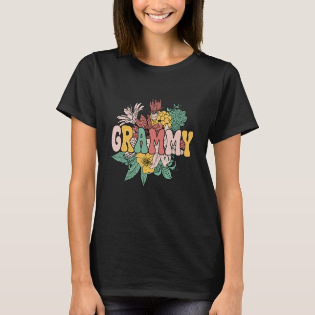 Camiseta Groovy Floral Grammy Matching Family  Mothers Day (Anverso)