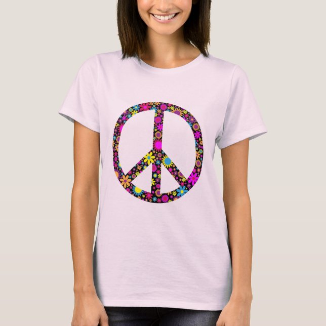 Camiseta GROOVY FLORAL PEACE SIGN (Anverso)