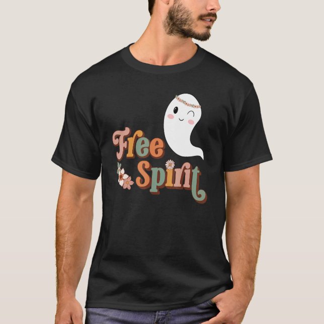 Camiseta Groovy Free Spirit Hippie Halloween Spooky Season (Anverso)