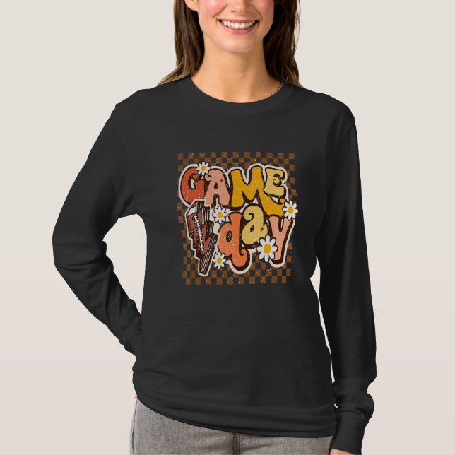 Camiseta Groovy Game Day Leopard Lightning Bolt Retro Footb (Anverso)