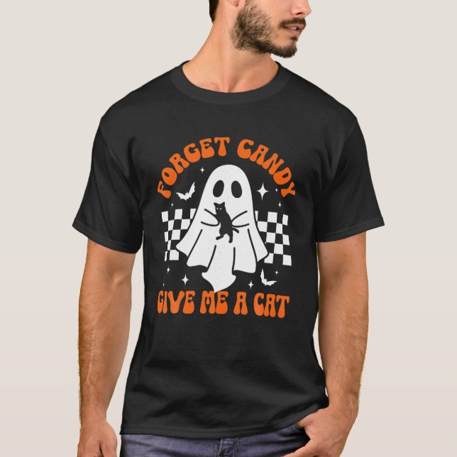 Camiseta Groovy Ghost Black Cat Olvidar A Candy Darme Un Ga (Anverso)