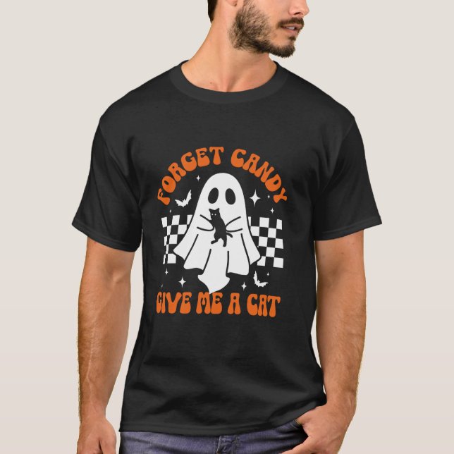 Camiseta Groovy Ghost Black Cat Olvidar A Candy Darme Un Ga (Anverso)