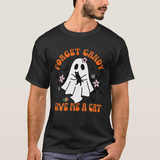 Camiseta Groovy Ghost Black Cat Olvidar A Candy Darme Un Ga (Anverso)