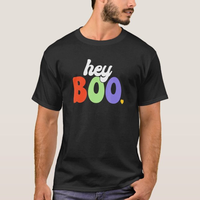 Camiseta Groovy Ghost Halloween Calabaza Cara Hey Boo Trend (Anverso)