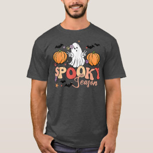 Camiseta Groovy Ghost Spooky Season Floral Pumpkin Hallowee