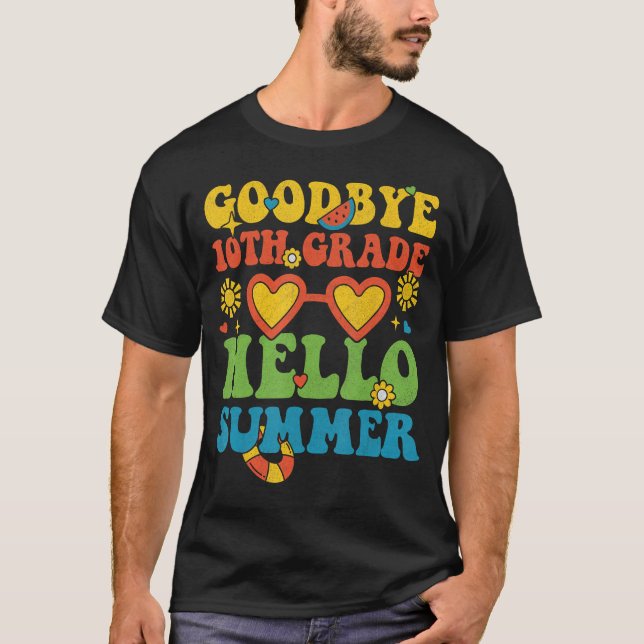 Camiseta Groovy Goodbye 10º Grado Hola Summer El Último Día (Anverso)