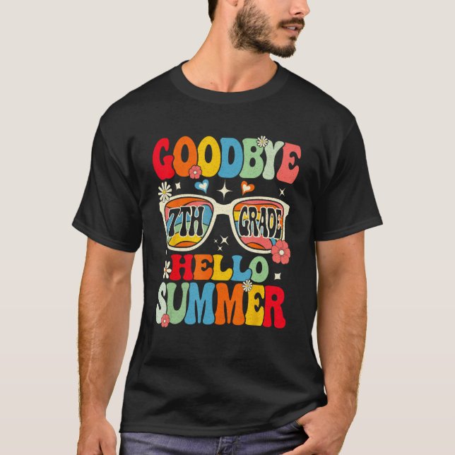 Camiseta Groovy Goodbye 7th Grade Graduation Hello Summer K (Anverso)