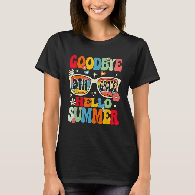 Camiseta Groovy Goodbye 9th Grade Graduation Hello Summer K (Anverso)