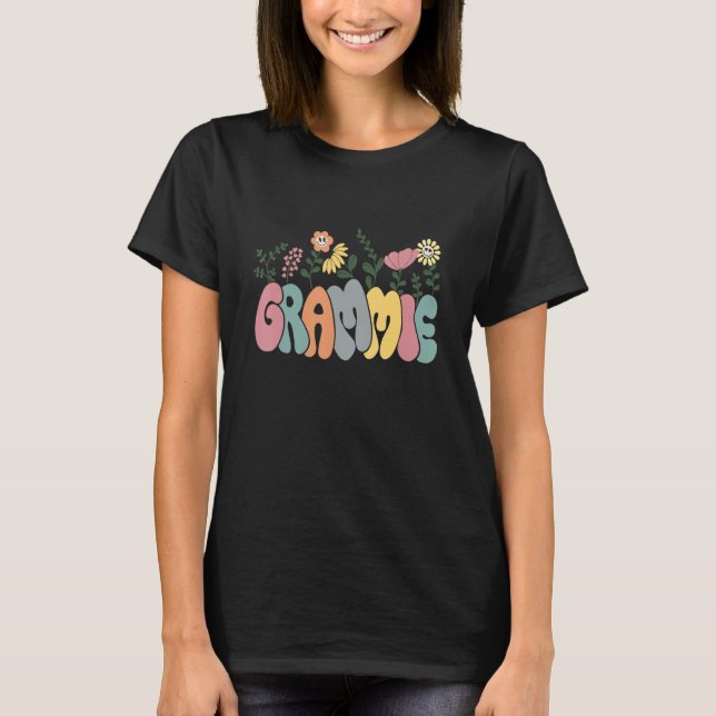 Camiseta Groovy Grammie Flower Retro Grandma Happy Groovy F (Anverso)