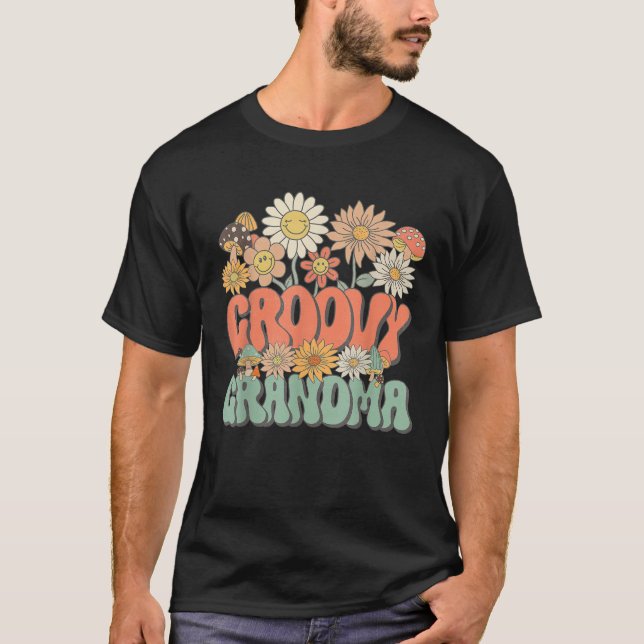 Camiseta Groovy Grandma Floral Hippie Retro Daisy Flower Mo (Anverso)