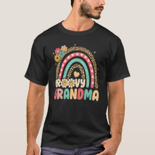 Camiseta Groovy Grandma Rainbow Colorful Flowmall