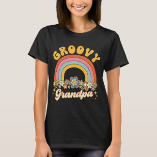 Camiseta Groovy Grandpa Rainbow Cumpleaños coincidente