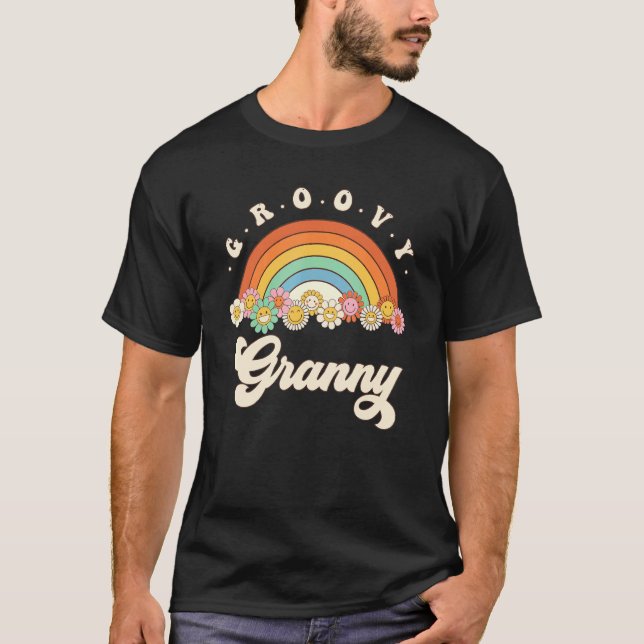 Camiseta Groovy Granny Rainbow Colorful Flowers Grandma (Anverso)