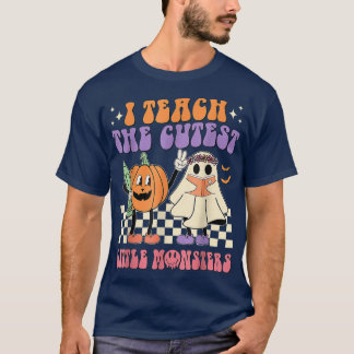 Camiseta Groovy Halloween Enseña Al Pequeño Monstruo Más Cu