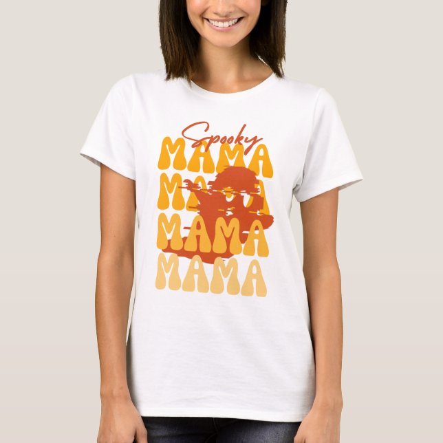 Camiseta Groovy Halloween Mamá linda fantasma perturbado di (Anverso)
