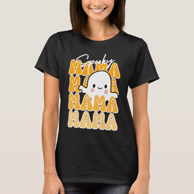 Camiseta Groovy Halloween Mamá linda fantasma perturbado di (Anverso)
