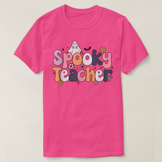 Camiseta Groovy Halloween Spooky Teacher (Diseño del anverso)