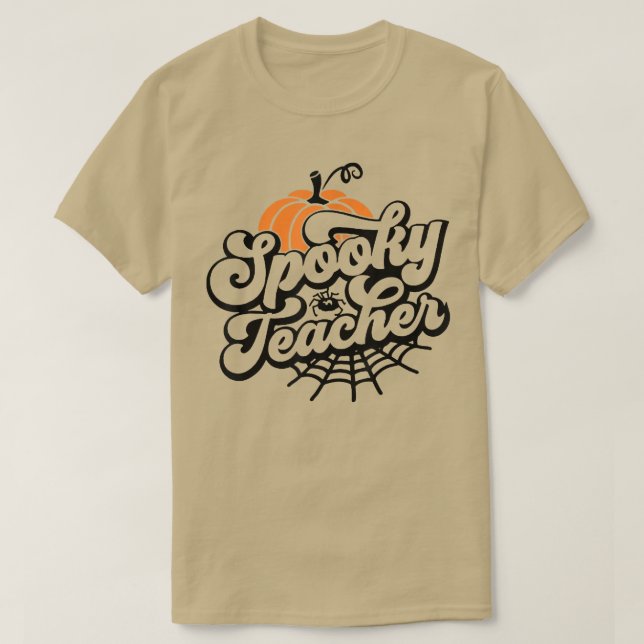 Camiseta Groovy Halloween Spooky Teacher Trick Or Teach Tea (Diseño del anverso)