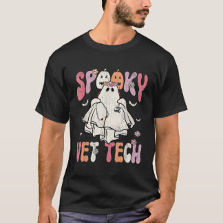 Camiseta Groovy Halloween Spooky Vet Tech Veterinaria Flor