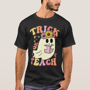 Camiseta Groovy Halloween Truco o Enseña Retro Floral Fanta