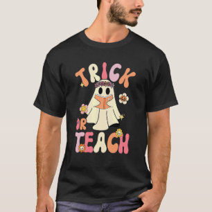 Camiseta Groovy Halloween Truco o Enseña Retro Floral Fanta