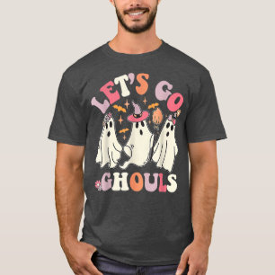 Camiseta Groovy Halloween Vamos Ghouls Retro Floral Ghos