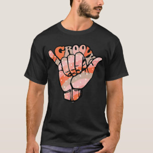 Camiseta Groovy Hang Loose Boho Hippie Retro Rótulo Posi