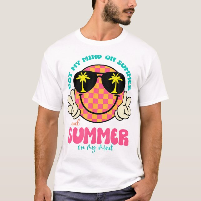 Camiseta Groovy Happy Face Summer Vibes Se Me Ocurrió En Su (Anverso)