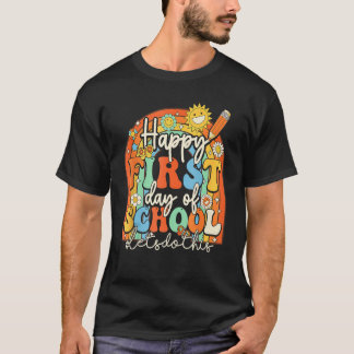 Camiseta Groovy Happy First Day Of School Lets Do This Back