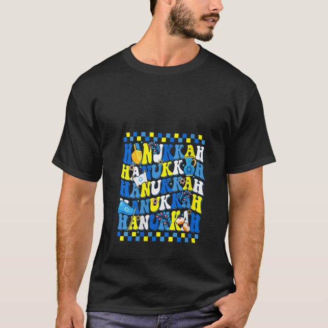 Camiseta Groovy Happy Hanukkah Chanukkah Jewish Holiday Xma (Anverso)