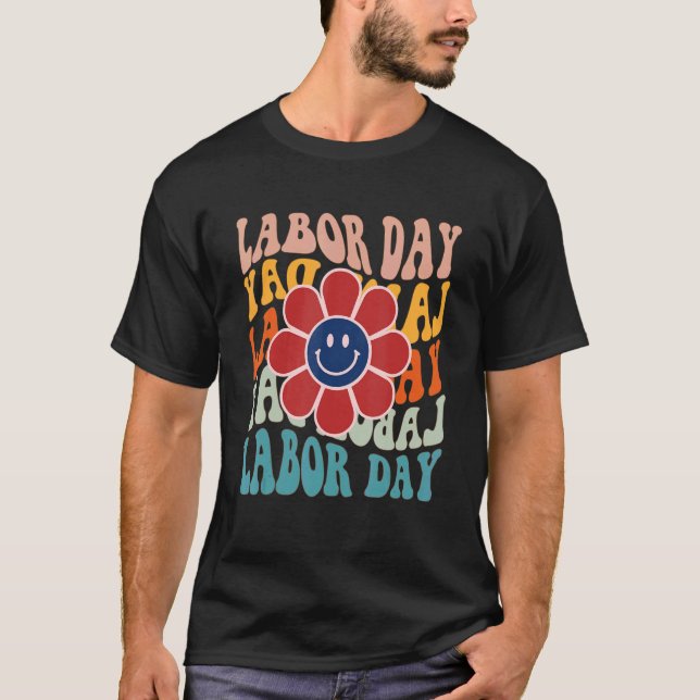 Camiseta Groovy Happy Labour Day American Labour Day Smile  (Anverso)