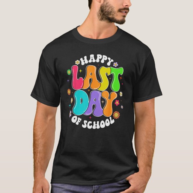 Camiseta Groovy Happy Last Day of School Teacher Student Gr (Anverso)