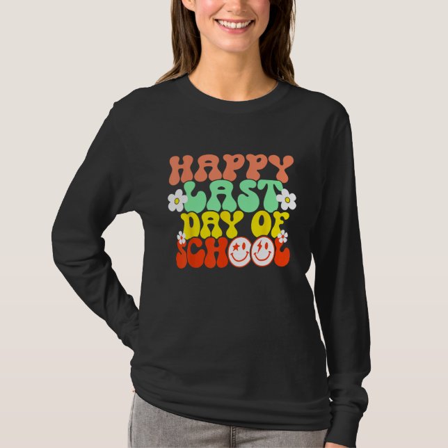 Camiseta Groovy Happy Last Day of School Teacher Student Gr (Anverso)