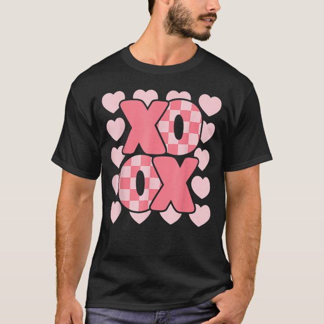 Camiseta Groovy Heart El día de San Valentín Para Pareja Xo (Anverso)