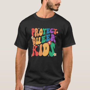 Camiseta Groovy Heart Shape Protect Queer Kids LGBT Pride M