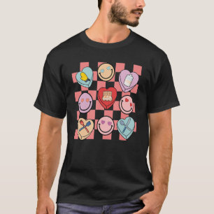 Camiseta Groovy Hearts Love Lunch Lady El día de San Valent