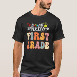 Camiseta Groovy Hello 1º Grado De Vuelta Al Profesor De La