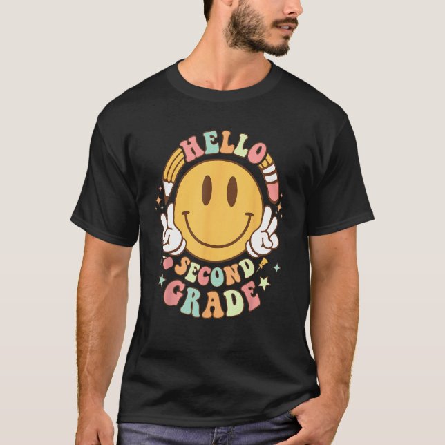 Camiseta Groovy Hello 2º Grado Sonrisa Feliz Cara De Vuelta (Anverso)